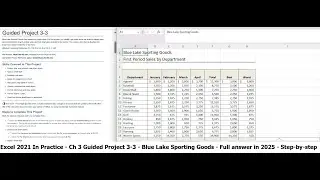 Excel 2021 In Practice - Ch 3 Guided Project 3-3 - Blue Lake Sporting Goods (Update in 2025)