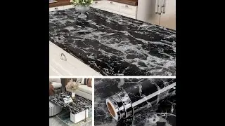 Livelynine Black Marble Peel & Stick Wrap Review - Pros & Cons - Livelynine black marble contact pa