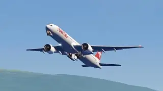 Aerofly FS Swiss Boeing 777-300ER Steep Departure Out Of Geneva International Airport 