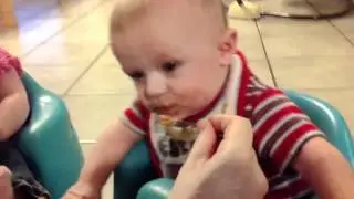 Trey and Brooke eating green beans for the first time
