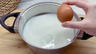 В кипящее молоко вбиваем яйцо! В магазине больше не покупаю.