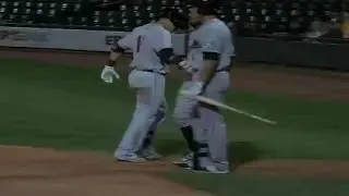 Pat Valaika slugs a home run for the Rock Cats