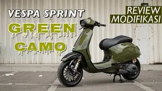 MODIFIKASI VESPA SPRINT DROP HEAD GREEN CAMO SCOOTER 0231 CIREBON