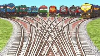 8 TRAINS CROSSING ON FORKED BRANCHED RAILROAD TRACKS | Train Simulator 2023 || Forked Railroad🔻EP-2