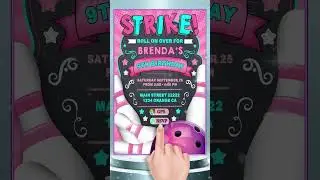 Interactive Bowling Invitation for girls with buttons: RSVP and Location on Google Maps