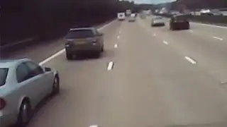 HGV Fails to spot car in blind spot