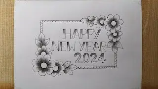 Happy New Year special drawing| New year 2024 drawing easy| New year card drawing step by step
