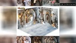 Winter Christmas Background Photography Vintage White Floral Archway Hallway Backdrop Winter Snow De