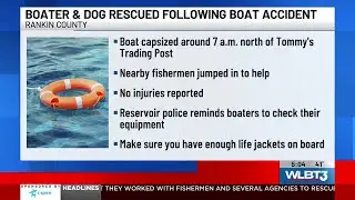Several agencies work to rescue boater and dog from capsized boat, Reservoir Police say
