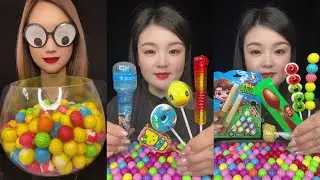 Asmr colorful candy world filled with toy gummies and sweet crunch mukbang #mukbang #eating #candy