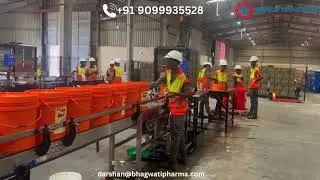 Bucket filling & lid pressing Machine | Chemical bucket filling | Paint Bucket | Shree Bhagwati |