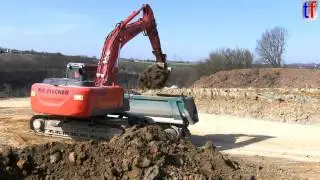 HITACHI Zaxis 290LCN Loading Mercedes Trucks / Fa. FWA Fischer, B14 Backnang, Germany, 11.03.2014.
