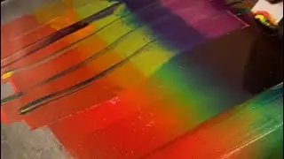 Cleaning 6 colors of ink off of the ink stone after letterpress printing