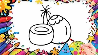 How To Draw cute Coconut duo Drawing, Painting & Coloring For Kids and Toddlers_🌈🎨 🐋