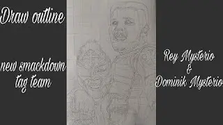 Draw Rey Mysterio & Dominik Mysterio sketch outline / real time video
