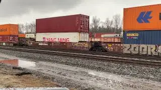 Westbound NS 1073 Penn Central DPU Elephant Style Trails NS 273 Intermodal Crewe VA