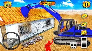 House Demolish JCB Excavator Driving Game #2 - Construction Sim 3D - Android Gameplay