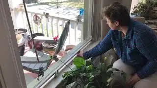 Gayle hand feeding the Squirrels