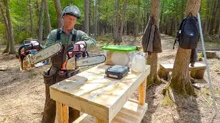 Felled Trees to Shooting Range Tables- Chainsaw Building at its Finest.  ep137