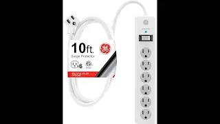 GE 6-Outlet Surge Protector: 10ft Cord, 800 Joules