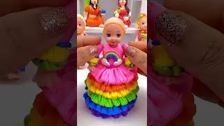 DIY How to Make Polymer Clay Miniature Rainbow Doll Dress | DIY Easy Polymer Clay Tutorial | ASMR