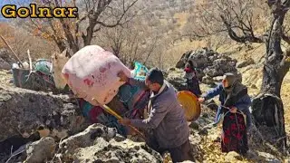 The migration of a nomadic man with three wives and his children to new mountains