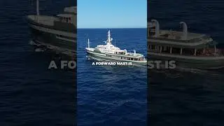 Motor yachts do not have sails, so the tall mast on the bow is not there for design reasons.