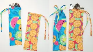 Easy Sewing Pouch For Your Favorite Cutlery. Sewing For Your Lunch Bag Accessories and Gift ideas.