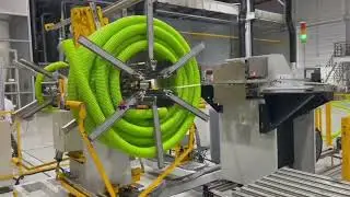Big hose coiling and strapping machine | Automated winding