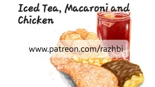 Iced Tea, Macaroni and Chicken Illustration 11