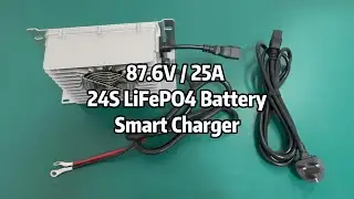 UK Plug On Board 87.6V 25A 24S LiFePO4 Battery Charger With M8 Ring Terminal