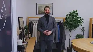 Grey Double Breasted Flannel Suit + Black Merino Turtleneck