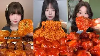 【MUKBANG】XINJIANG FRIED RICE NOODLES, SAUCY KOREAN CHICKEN & JUICY SOUP DUMPLINGS FEAST
