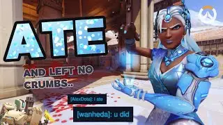 Symmetra CLOCKING korean PRO ECHO in 6v6!! INCREDIBLE shots! 0 DEATHS?! COME and WATCH