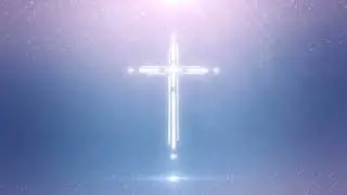 Futuristic Cross Background Loop in Light Color with Rotating Particles