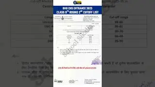 BHU CHS Class 9th Round 2 Cutoff List Out #chsentranceexam