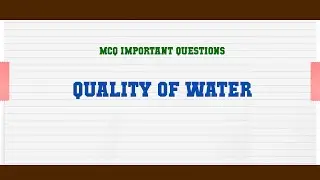 Quality of Water MCQ Questions