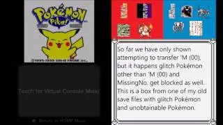 Pok&eacute;mon Bank with Generation I glitch Pok&eacute;mon (also obtain 'M or Q (FF) for merge glitch!)