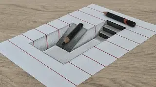 3d drawing easy stairs  illusion on paper