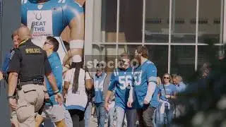 Slow Motion Shot Of Indianapolis Colts Fans Arriving At The Lucas Oil Stadium, Indianapolis, USA 2
