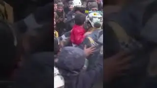 Cheers erupt as rescuers save a whole family in Syria#TurkiyeQuakes