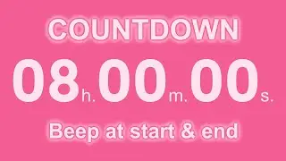 8-Hour Countdown Timer | Beep Start & End | Electric Pink Power | 4K