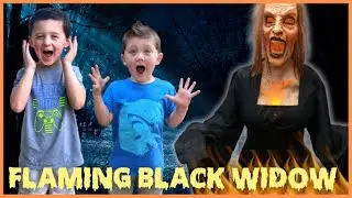 Flaming Black Widow Spirit Halloween | Unbox Setup Halloween Animatronic | Spirit Throwback Thursday