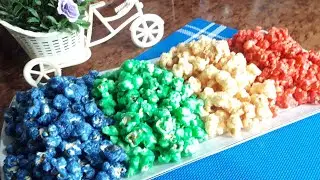 الفشار الملون (multicolored Carameled popcorn )👌#أكلات مروة التابعى