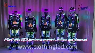 Fiber-optic LED luminous geometric pattern suit dance set