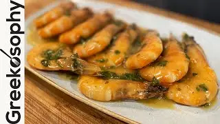 Greek recipe - Garides Krasates (Prawns In Wine Sauce)
