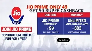 JIO PRIME ONLY 49  GET 50 RUPEE CASHBACK