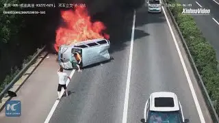 50-second rescue! Passerby breaks minibus' windshield, rescues trapped passengers