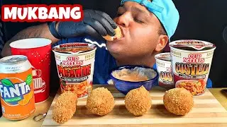 MUKBANG SALGADO DE PRESUNTO E QUEIJO CROCANTE, CUP NOODLES E FANTA LARANJA | SONS DE MASTIGAÇÃO