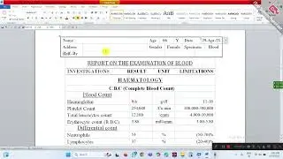 PATHOLOGY LAB REPORT IN MS WORD .